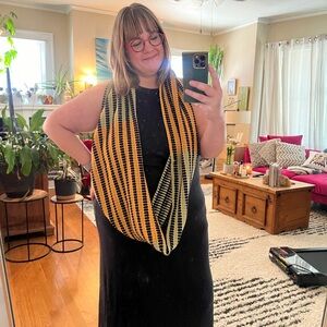 Urban Outfitters Verloop infinity scarf black background w/ yellow + neon green